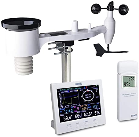 ECOWITT HP3500B TFT Wi-Fi Weather Station with Solar Powered Weather Sensor Color Graph Display Weather APP and PC Software