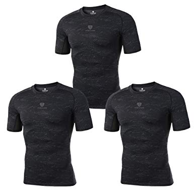 Fannai Men's Short Sleeve T-Shirt Cool Dry Compression Baselayer Running Fitness Shirt，Shapewear for Men