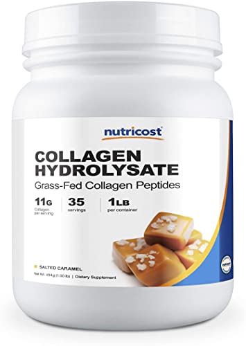 Nutricost Grass-Fed Collagen Powder 1LB (454 G) (Salted Caramel) - Pure Grass Fed Bovine Collagen Hydrolysate - Collagen Peptides