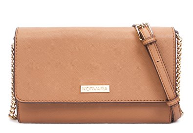 Korvara Small Crossbody Purse with Detachable Strap - Vegan Saffiano Leather Envelope Wallet for Women