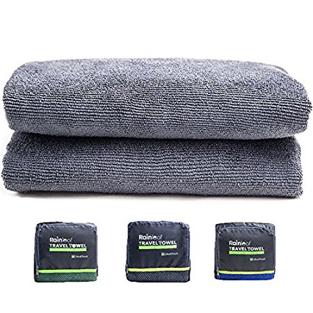 Rainleaf Microfiber Travel Towel,Fast Drying Super Absorbent Ultra Compact,Suitable for Travel,Camping,Gym,Swimming,Backpacking