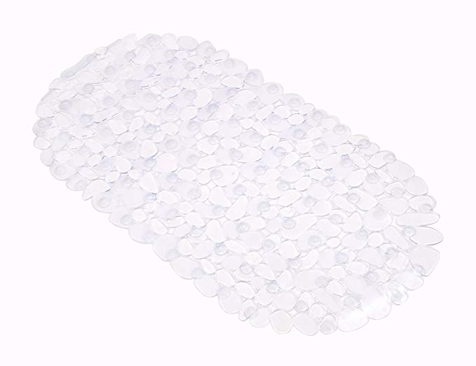 Kiera Grace Pebbles Bath Mat, 13.75 by 26.5-Inch, Clear