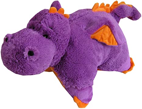 Purple Dragon Zoopurr Pets 19" Large, 2-in-1 Stuffed Animal and Pillow | Expandable Cushion | Premium Soft Plush Cute Toy Travel Comfort | Great Present for Toddlers & Kids