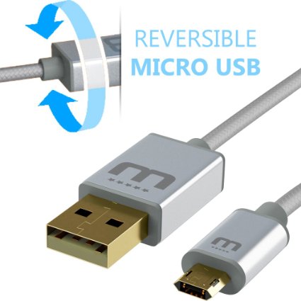 MicFlip Reversible Micro USB Cable Silver Gold Red Black 100cm 200cm 3ft 6ft For Galaxy S6 Edge S5 Note 5 LG HTC Nokia G3 G4 Silver 100 cm  3 FT