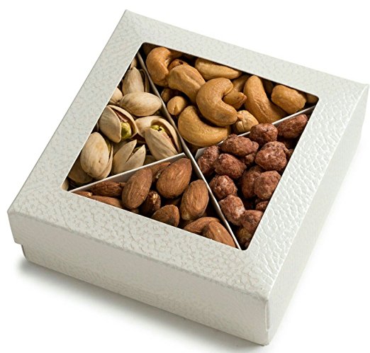 Freshly Roasted Gourmet Nuts Gift Basket, Nut Gift Tray 4 section (GIFT BOX)
