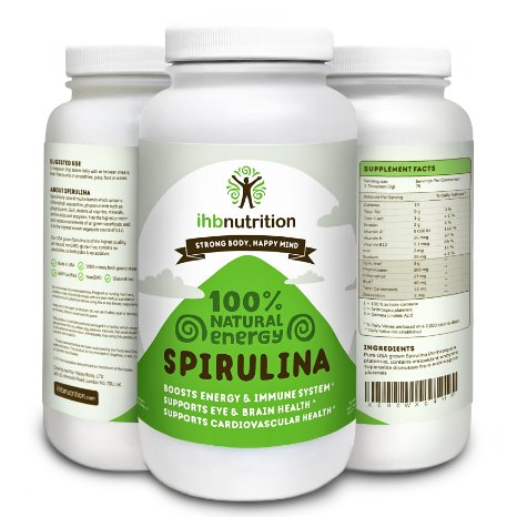 IHB Nutrition Spirulina: USA Grown Purest Source Spirulina Powder, All Natural Superfood, Non-GMO, Weight Loss & Detox
