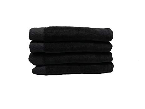 robesale Terry Bath Towels, Black, Set of 4