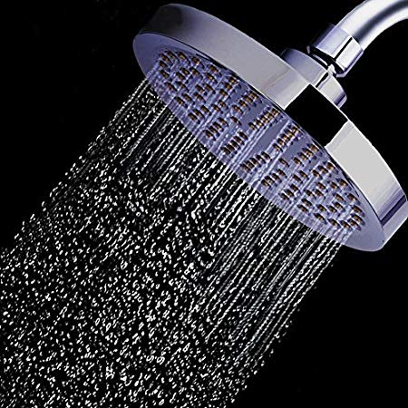 Basong High Pressure Flow Fixed Chrome Luxury Spa Chrome Shower Head Adjustable Metal Swivel Ball Joint Removable Water Restrictor Easy Installation(8 Inches)