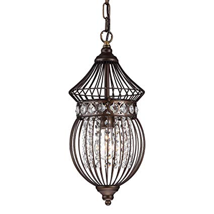 Bronze Chandeliers Crystal Chandelier Lighting Bird Cage Ceiling Light Fixture 1 Light Pendant Light