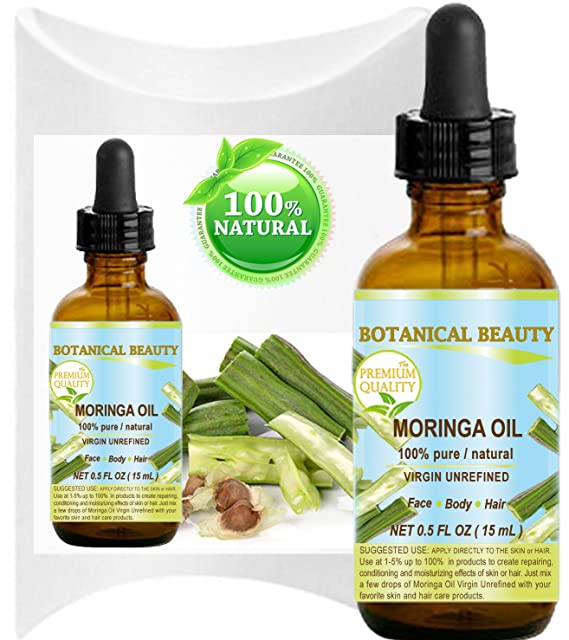 MORINGA OIL - Moringa oleifera WILD GROWTH Himalayan. 100% Pure/Natural / Undiluted/Virgin / Unrefined. 0.5 Fl.oz.- 15 ml. For Skin, Hair, Lip and Nail Care.