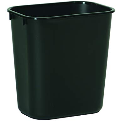 Rubbermaid Commercial Products FG295500BLA Plastic Resin Deskside Wastebasket, 3.5 Gallon/13 Quart, Black (Pack of 12)