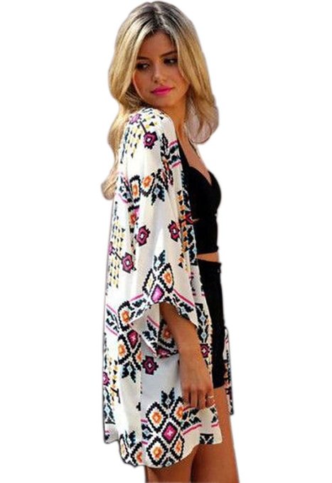 Cami-sunny® Women Chiffon Printed Cardigan Kimono Robe Tops Beach Cover up Blouse