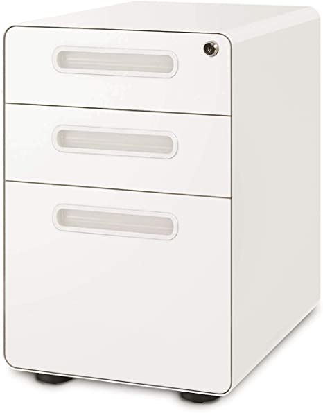 DEVAISE Fully Assembled 3 Drawer All-Steel Metal Lockable File Cabinet/Filing Cabinet with Anti-tilt Mechanism, A4/Letter/Legal size, 41cm W x 53.5cm D x 60.5cm H, White