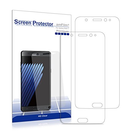 Galaxy Note 7 Screen Protector, amFilm® Premium Elastic Self-Healing (Full Screen Coverage) Screen Protector for Samsung Galaxy Note 7 2016 (2-Pack) [Lifetime Warranty]