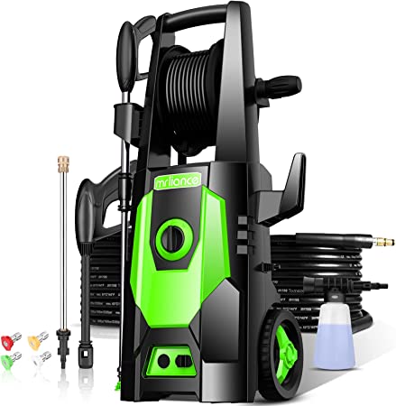 mrliance Electric Pressure Washer 3.1GPM Power Washer 1600W High Pressure Washer Cleaner Machine with 4 Interchangeable Nozzle & Hose Reel, Best for Cleaning Patio, Garden,Yard