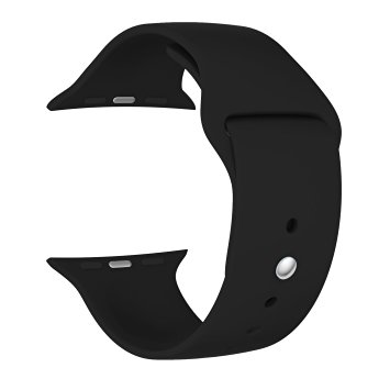 Apple Watch Replacement Band - LNKOO Soft Silicone Replacement Sports Wristbands Straps for Apple Wrist Watch iWatch All Models Formal Colors S/M Size - 42mm/Black