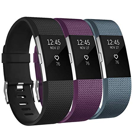 iGK Replacement Bands Compatible for Fitbit Charge 2, Adjustable Replacement Bands with Metal Clasp Classic Edition