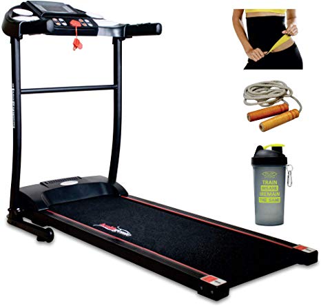 Healthgenie 4in1 Motorized Treadmill 3911M 1.0HP (2.5 HP at Peak) with Skipping Rope, Slimming Belt, Shaker for Home Use & Fitness Enthusiast, Max Speed 10 Kmph