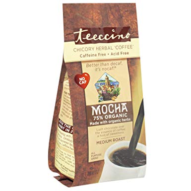 Teeccino Chicory Coffee Alternative - Mocha - Herbal Coffee | Ground Coffee Substitute | Prebiotic | Caffeine Free | Acid Free | Medium Roast, 11 ounce