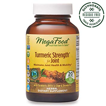 MegaFood, Turmeric Strength for Joint, Maintains Joint Health and Mobility, Vitamin and Herbal Dietary Supplement, Gluten Free, Vegan, 20 Tablets (10 Servings) (FFP)