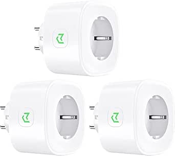 Meross Prise Connectée (Type F), Lot de 3 Prise WiFi Compatible avec Alexa et Google Home, 16A Prise Programmable avec Mesure de Consommation d'Énergie, Commande Vocale et Contrôle à Distance