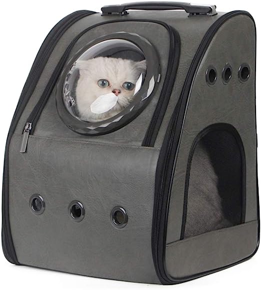 Large Pet Carrier Backpack for Fat Cats and Small Dogs, Large Cat Carrier Backpack Bubble Window, Small Dog Carrier Backpack for Travel, Airline Approved (Ash Grey, Large Carrier Backpack)