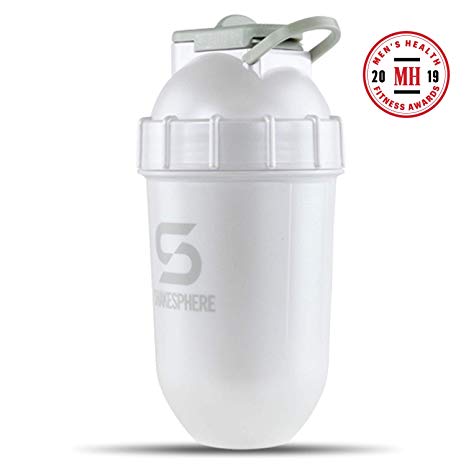 ShakeSphere Tumbler: Award Winning Protein Shaker Cup, 24oz ● Patented Capsule Shape Mixing ● Easy to Clean ● No Blending Ball Needed ● BPA Free ● Mix & Drink Shakes, Protein Powders ● Pearl White