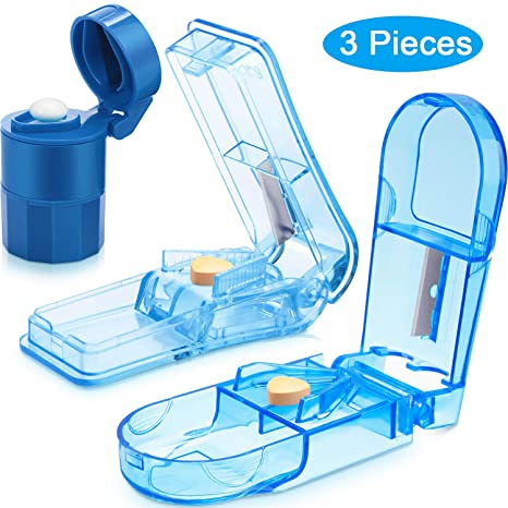 3 Pieces Pill Cutter Small Pill Crusher Multi Pill Spliter for Small Pills or Large Pills in Half Easily Cleanly Tablet Cutter with Stainless Steel Blade