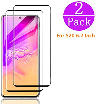 Tempered Glass Screen Protector Compatible Samsung Galaxy S20[6.2 Inch],[2-Pack][0.3mm,2.5D][Bubble-Free][9H Hardness][Easy Installation][HD Clear] Screen Protector Compatible Galaxy S20