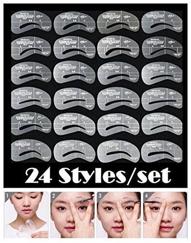 24 Styles Eyebrow Stencils Eye Brow Grooming Shaping Templates DIY Makeup Beauty Tools