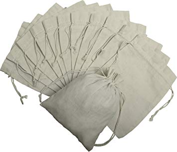 100 Percent Cotton Muslin Drawstring Bags 12-Pack For Storage Pantry Gifts (8 x 10 inch, White)