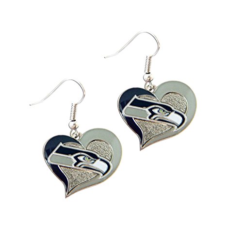 NFL Logo 3/4" Swirl Heart Dangle Earring Set