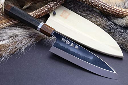 Yoshihiro Mizu Yaki Honyaki Shiroko White Steel #1 Double Mirror Polished Deba Fish Fillet Knife (6.5'' (165mm))
