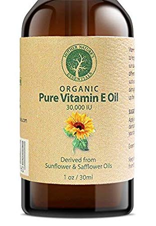 Vitamin E Oil PURE Organic d-alpha tocopherol 30,000 IU - 1 Ounce, Derived from non-GMO Sunflower/Safflower Oil, Soy-Free and Wheat-Free. Add to your Natural Skin Remedies. Perfect with Shea Butter.