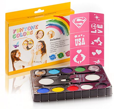 Face Paint Kit ,Best Kids Makeup Set ,This Body Painting Kits for Cool Birthday Parties, Halloween