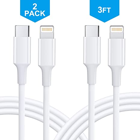 Xcords USB C to Lightning Cable, [2Pack 3FT Apple Mfi Certified] Charging Syncing Cord Compatible with iPhone 11/11Pro/11Pro MAX/XS/XS MAX/XR/X/8/8Plus (Use USB-C Wall Charger)