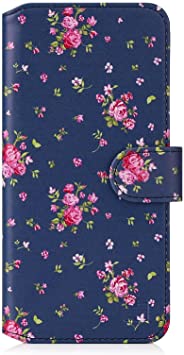 32nd Floral Series 2.0 - Design PU Leather Book Wallet Case Cover for Apple iPhone 12 Pro Max (6.7"), Designer Flower Pattern Wallet Style Flip Case with Card Slots - Vintage Rose Indigo