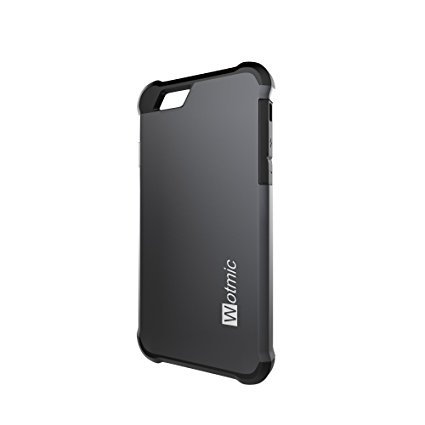 Wotmic iPhone 6 Case iPhone 6s Case Shockproof Scratch Proof Dual Layer Soft Silicone and PC Compact Case for iPhone 4.7" Black