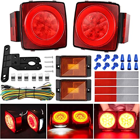 Kohree 2019 New 12V Led Trailer Light Kit, Boat Submersible Trailer Tail Light Utility Led Trailer Lights and Wiring Kit for Camper Truck RV Marine Snowmobile Under 80 Inch, IP68 Waterproof