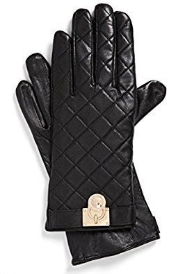 Michael Kors Quilted Leather Padlock Gloves Size L