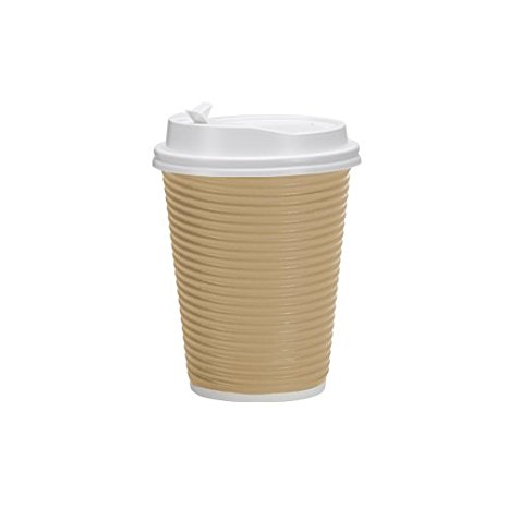 PREMIUM Disposable Hot Paper Cups With Lids| Double Wall & Ripple Insulation For Heat Protection| Perfect For Your Coffee/Tea/Espresso| Birthday/Party/Restaurant Supplies 30 Count