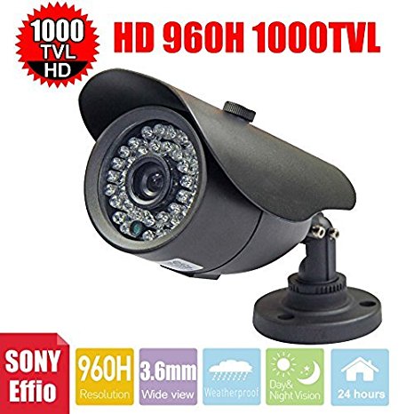 Vanxse Cctv Security Camera 3.6mm Wide Lens 960h 1/3 Sony Effio-e CCD 1000tvl 36ir Leds Waterproof Surveillance Outdoor Bullet Security Camera with Wall Bracket