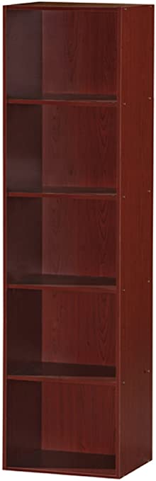 HODEDAH IMPORT 5 Shelve Bookcase cabinet, Mahogany