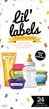 Bottle Labels, Write-On, Waterproof Labels for Baby Bottles for Daycare, 2 Bonus Gifts (Playful Patterns)