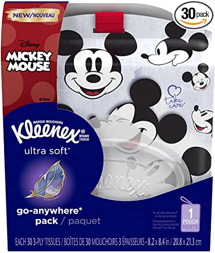 Kleenex Ultra Soft Go-Anywhere Facial Tissues, 1 Soft, Flip-Top Pack with Strap, 30 Tissues