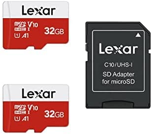 Lexar 32GB Micro SD Card 2 Pack, microSDHC UHS-I Flash Memory Card with Adapter - Up to 100MB/s, U1, Class10, V10, A1, High Speed TF Card (2 microSD Cards   1 Adapter)