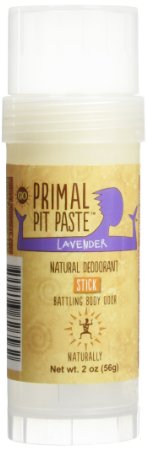 Primal Pit Paste All Natural Deodorant Stick, Aluminum Free, Paraben Free, No Added Fragrances, Lavender Stick