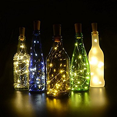 iGopeaks 6 Pcs Fairy String Lights Battery Operated Cork Lights for Wine Bottles Bottle DIY, Bedroom, Party, Table Decor, Christmas, Halloween, Wedding Centerpieces - Warm White