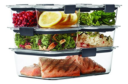 Rubbermaid Brilliance Food Storage Container, 14-Piece Set, 100% Leak-Proof, Plastic, Clear