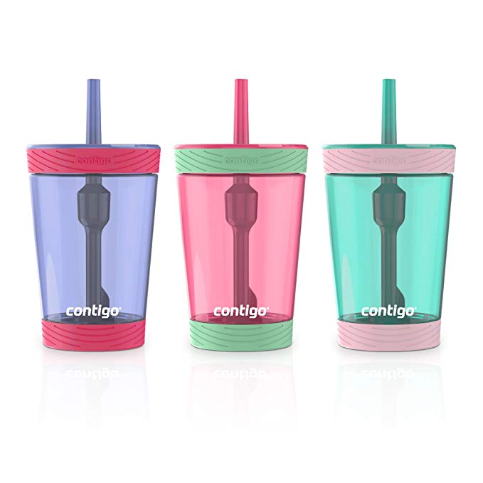 Contigo Spill-Proof Kids Tumbler with Straw, 3-Pack, Sprinkles, Wink And Persian Green